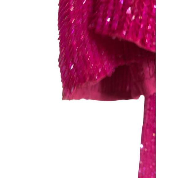Retrofete Gabrielle Sequin Robe Wrap Dress Pink NWT L - Picture 10 of 12